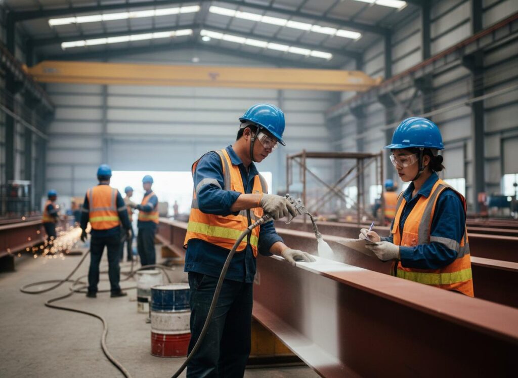 quy trình sơn chống cháy thép hình