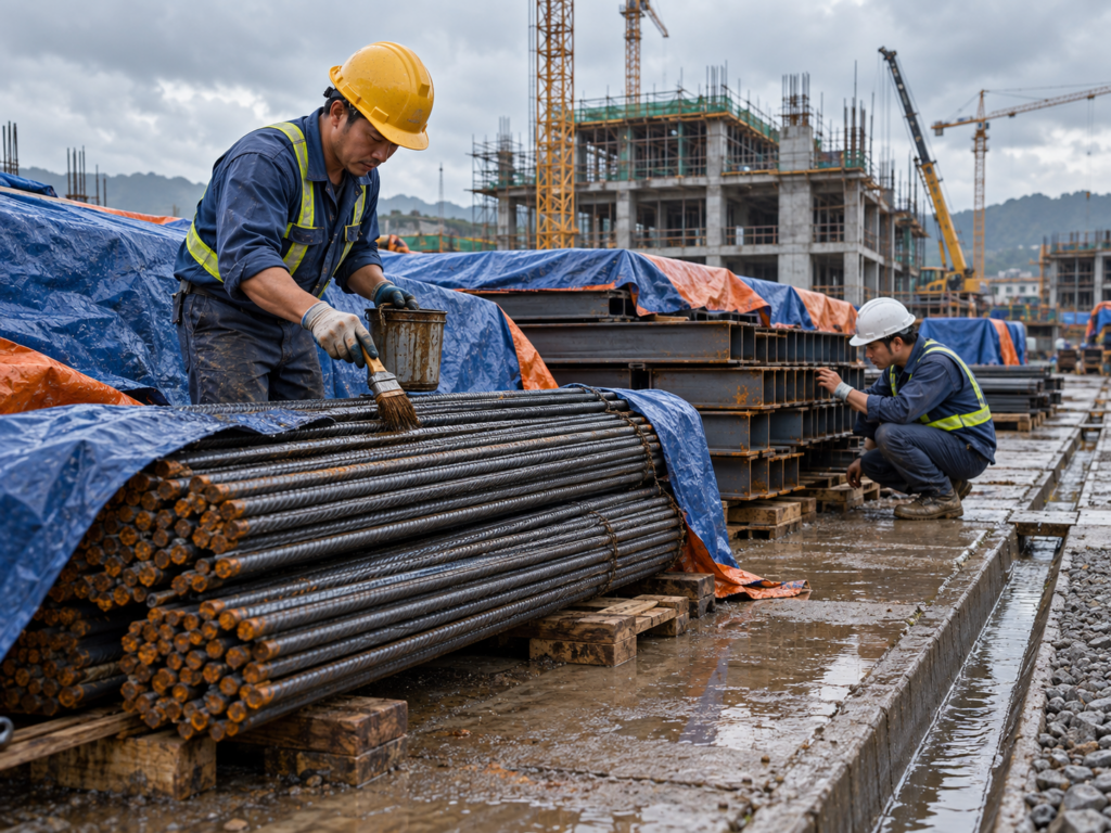 cách bảo quản sắt thép ngoài công trường